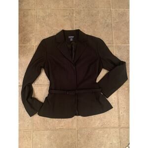 Ann Taylor Factory Store 10 Black Adjustable Belt 3 Hidden Button Suit Jacket